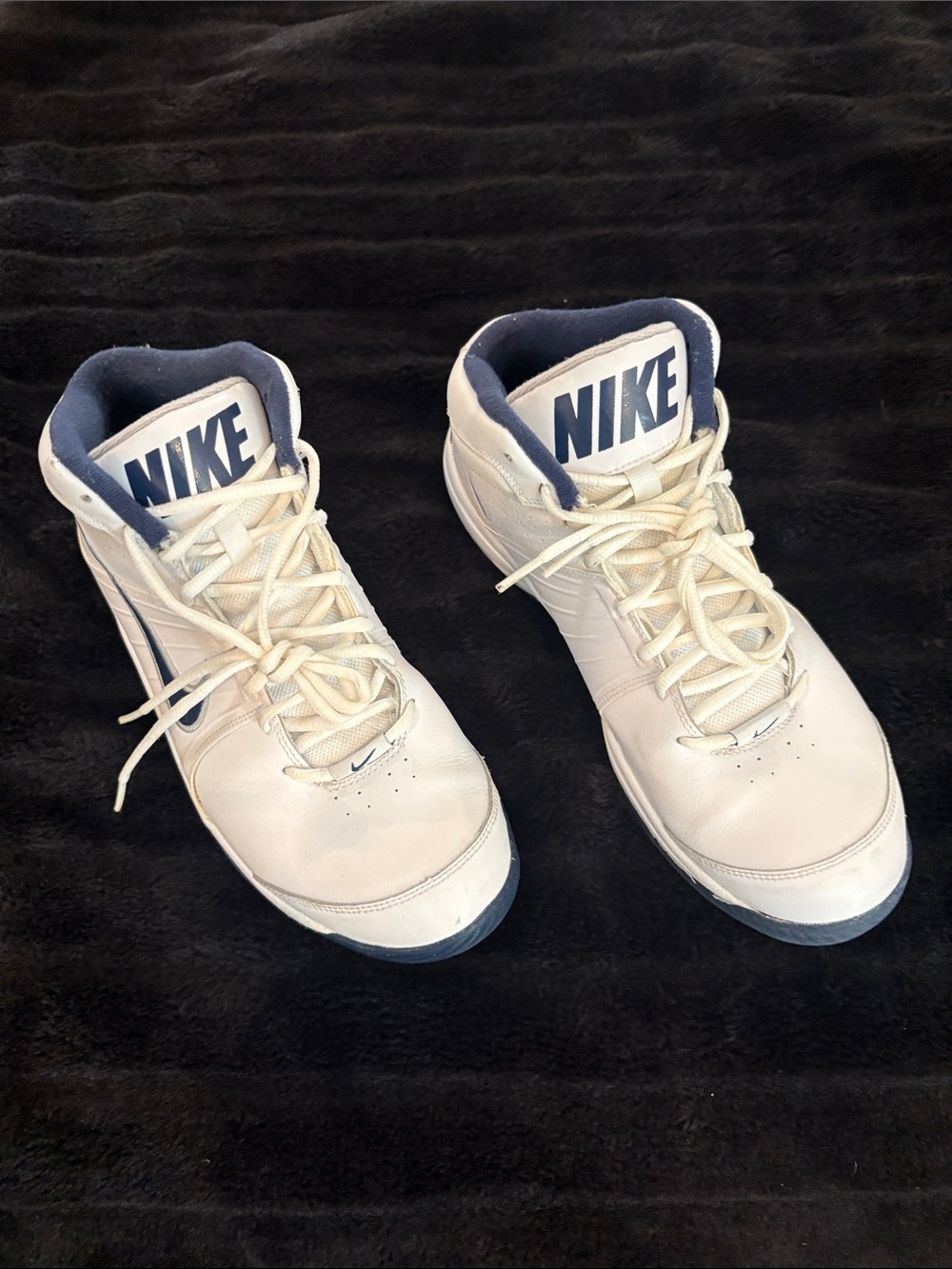 Nike The Overplay VI Men's Mid Basketball Shoes White Navy 443456-102 Size 9.5